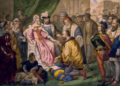 Cristobal Colon ante la Reina Isabel
